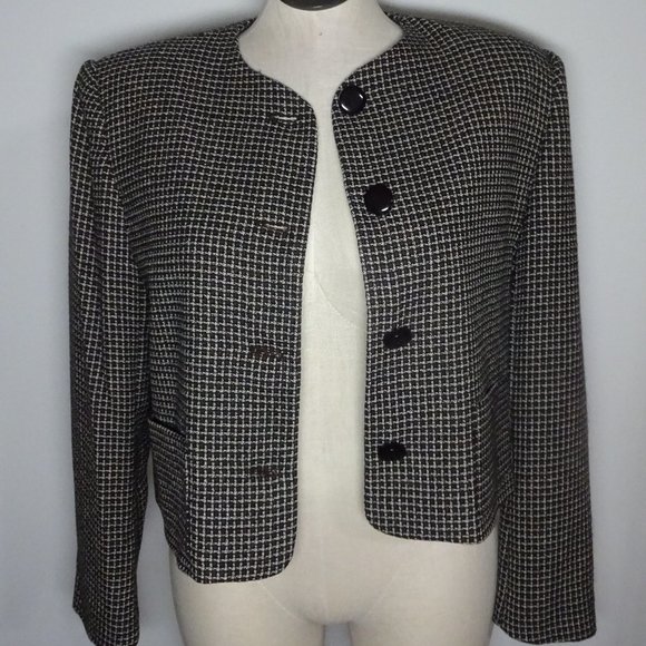 Women's Blazer by Donna Toran with Big ButtonsSize 16 Brown Check Pattern - Picture 1 of 3
